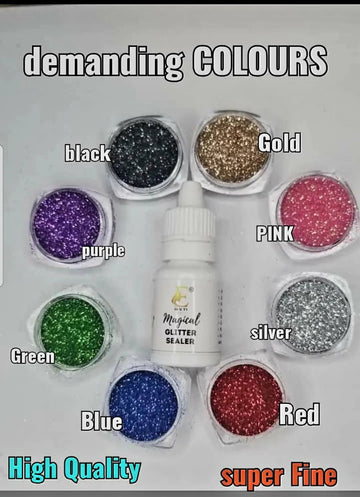 8 - Piece 3D Loose Glitter Set with Magical Sealer - E Beauty Cosmetics